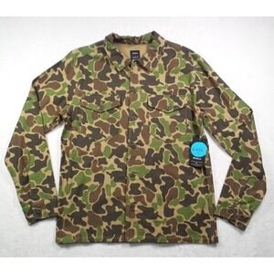 RVCA Jacket Mens Size Medium Green Camouflage Button Up Pockets Military NWT